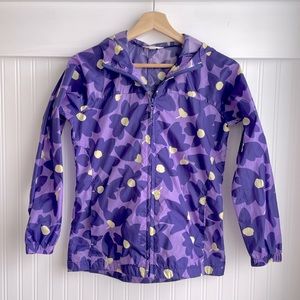 Lands End Girls wind rain jacket purple floral Medium 10-12